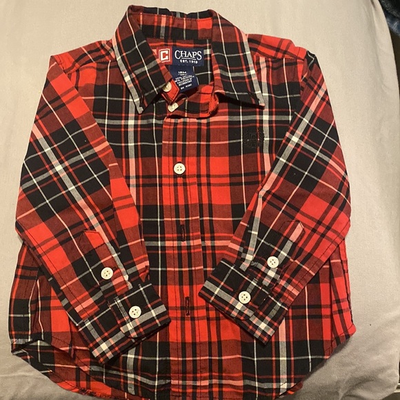 Lot of 3 Baby Boys 18 month plaid button down shirts - Chaps - Picture 8 of 10